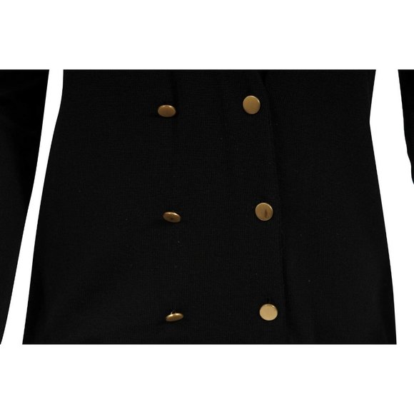 Chloe Black V Neck Wool Double Breasted Gold Button Jumpsuit Romper XS - Picture 11 of 12